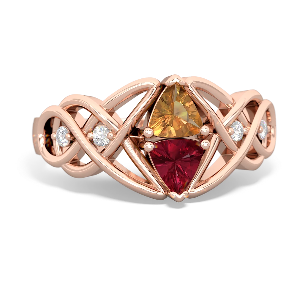 Citrine Keepsake Celtic Knot 14K Rose Gold ring R5300