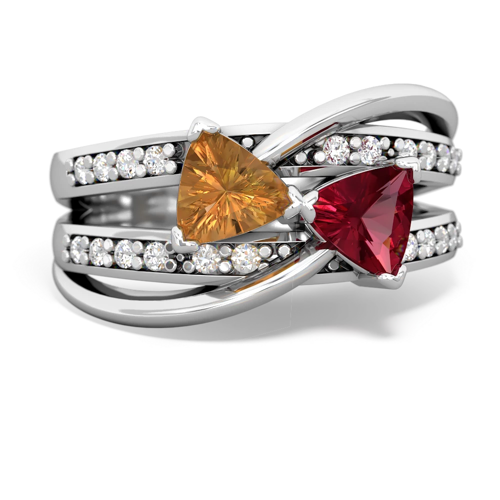 Citrine Bowtie 14K White Gold ring R2360