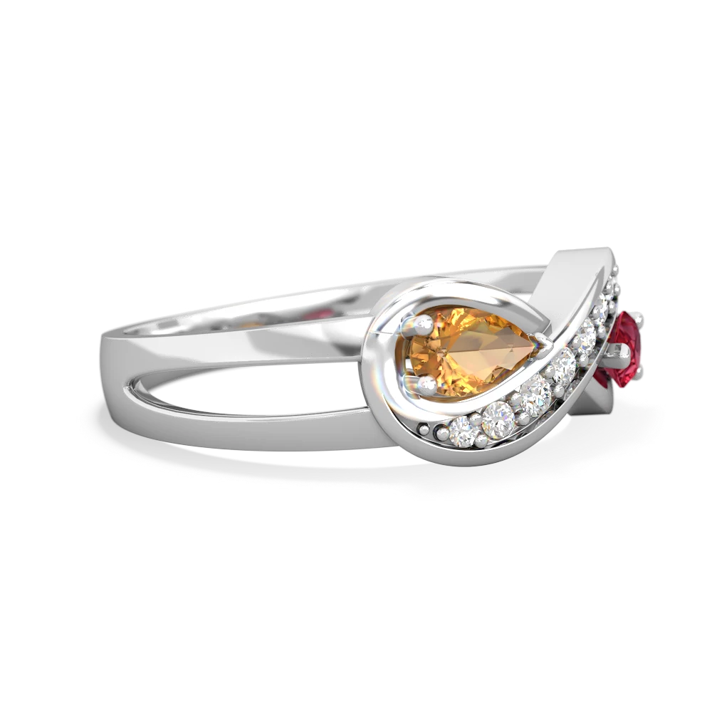 Citrine Diamond Infinity 14K White Gold ring R5390