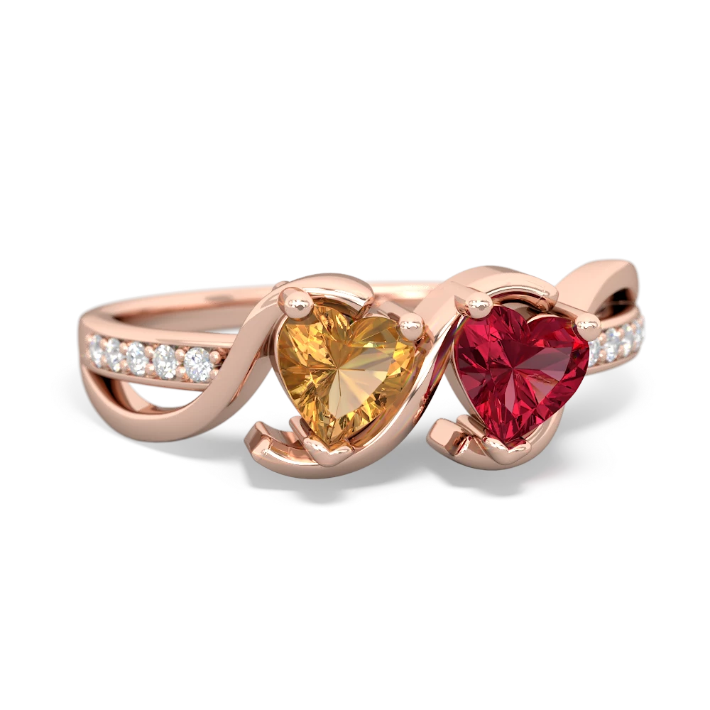 Citrine Side By Side 14K Rose Gold ring R3090