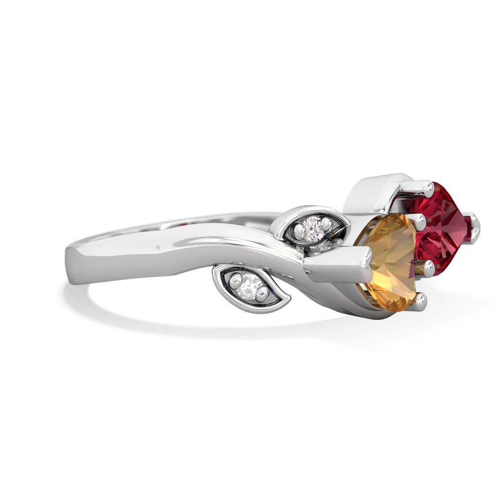 Citrine Floral Elegance 14K White Gold ring R5790