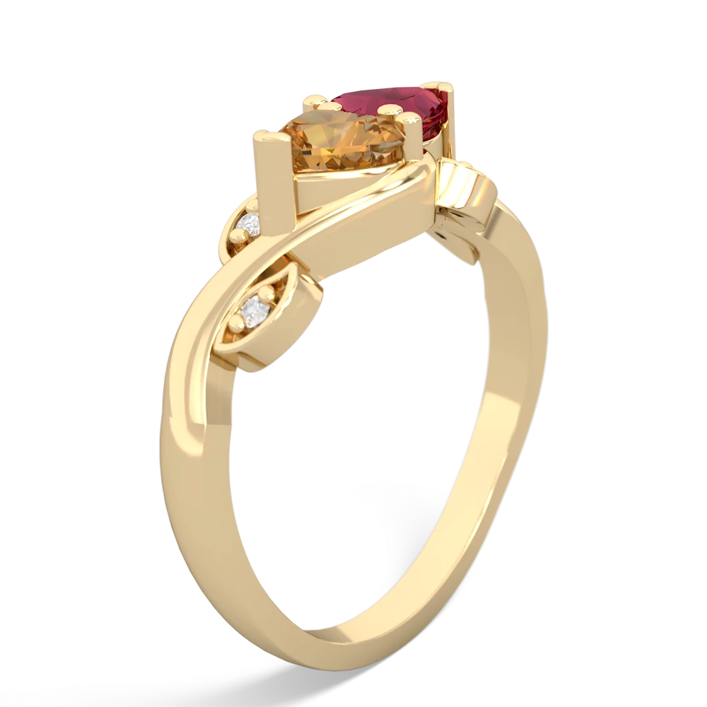 Citrine Floral Elegance 14K Yellow Gold ring R5790