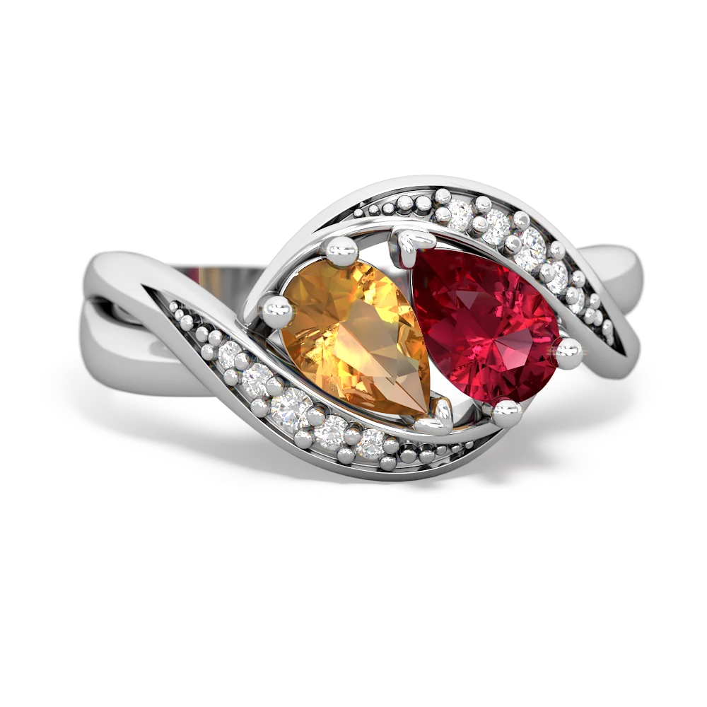 Citrine Summer Winds 14K White Gold ring R5342