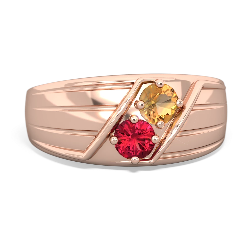 Citrine Men's Streamline 14K Rose Gold ring R0460