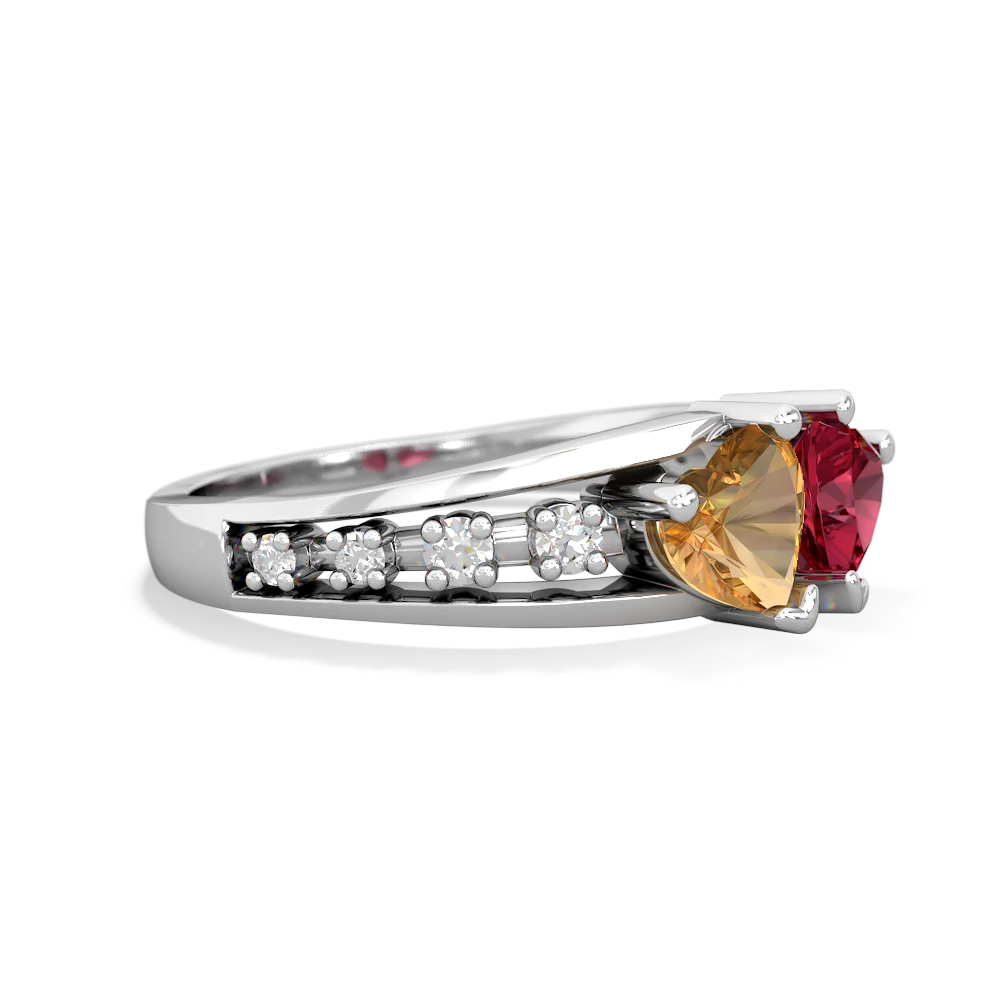 Citrine Heart To Heart 14K White Gold ring R3342