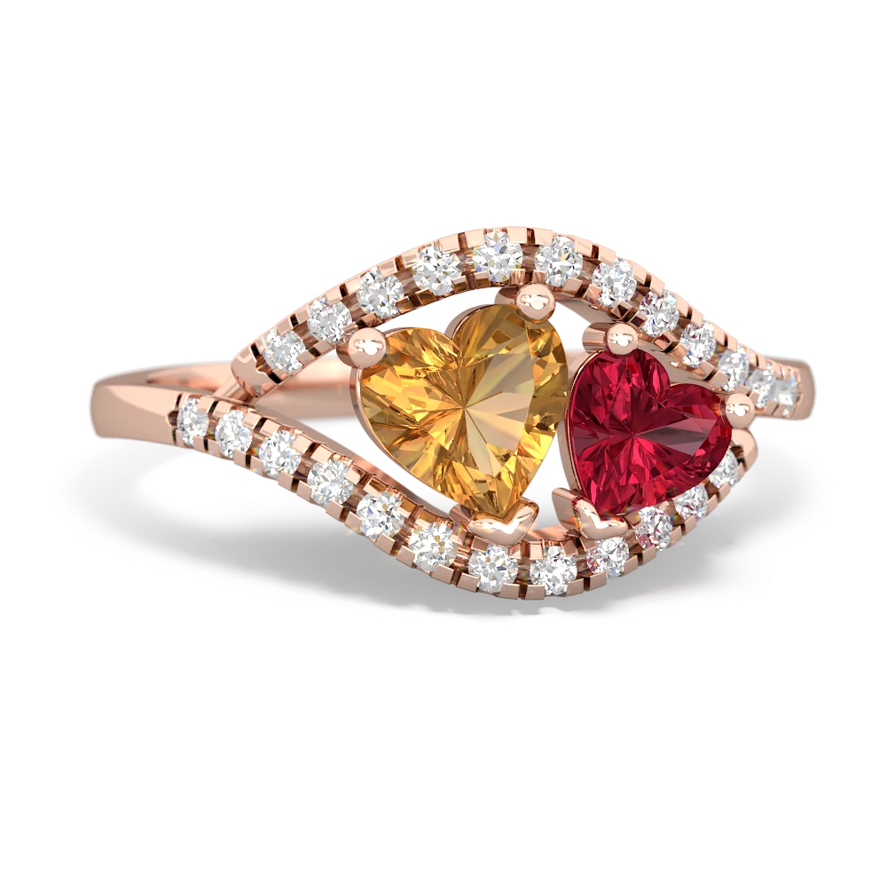 Citrine Mother And Child 14K Rose Gold ring R3010