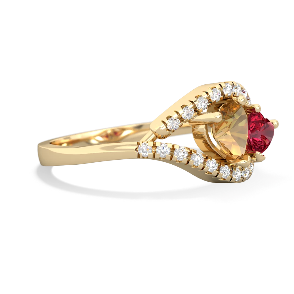 Citrine Mother And Child 14K Yellow Gold ring R3010