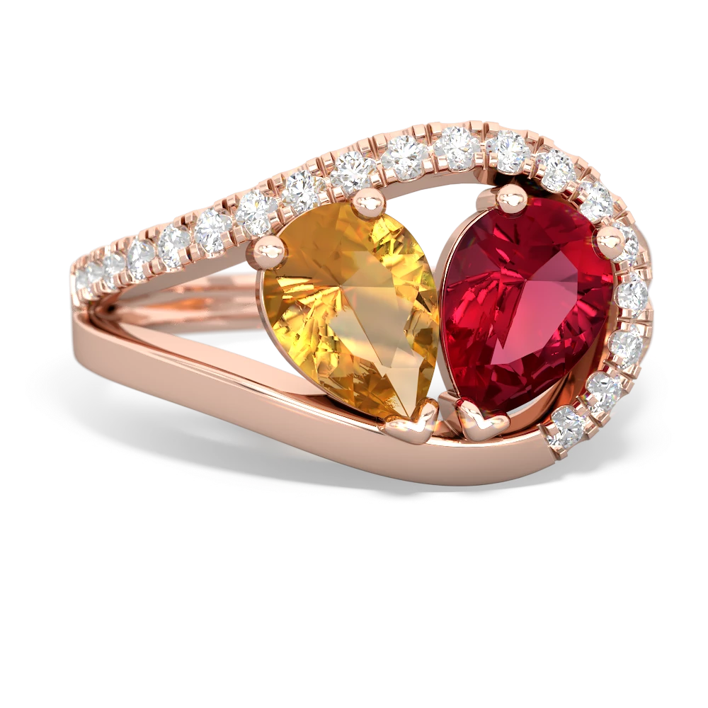 Citrine Nestled Heart Keepsake 14K Rose Gold ring R5650