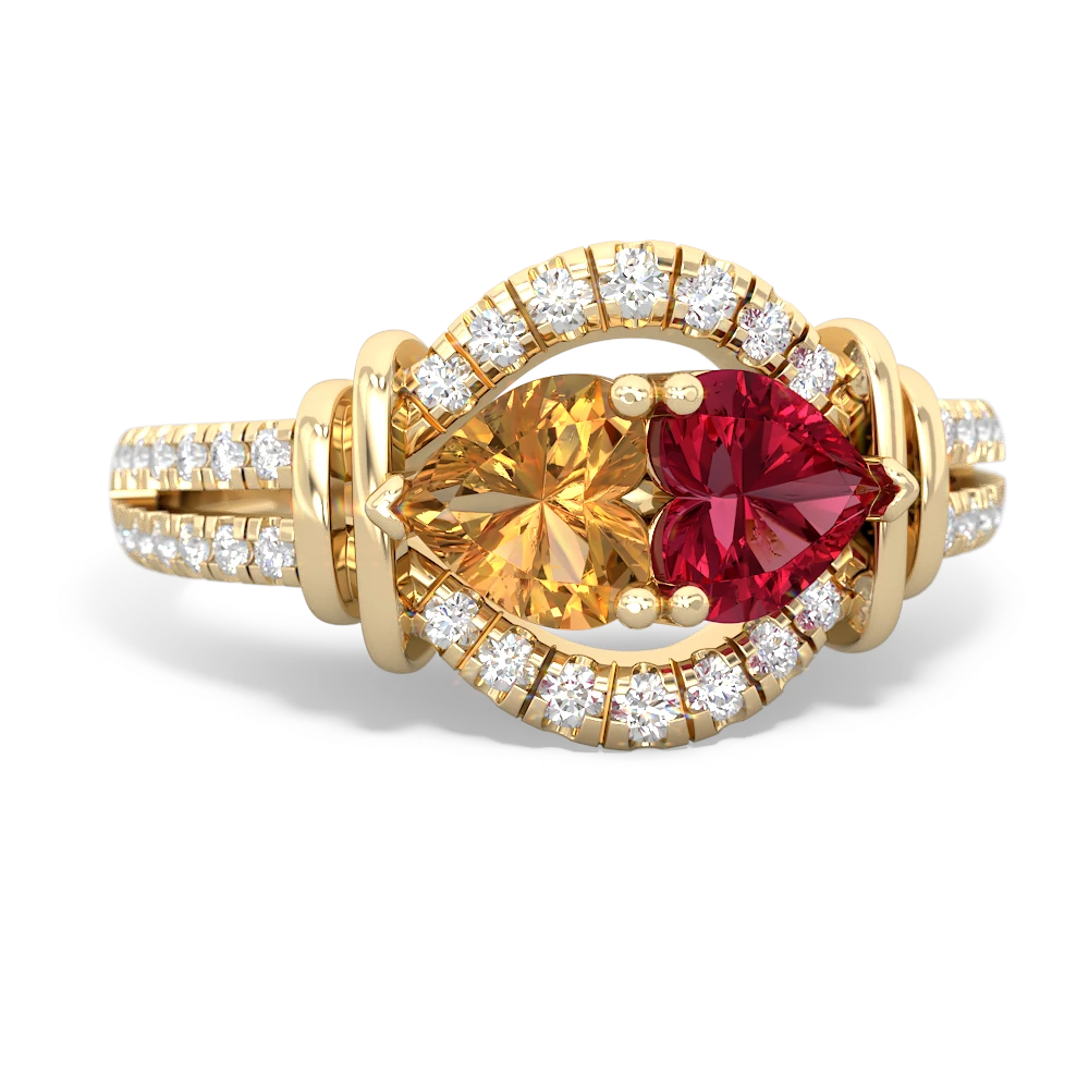 Citrine Art-Deco Keepsake 14K Yellow Gold ring R5630