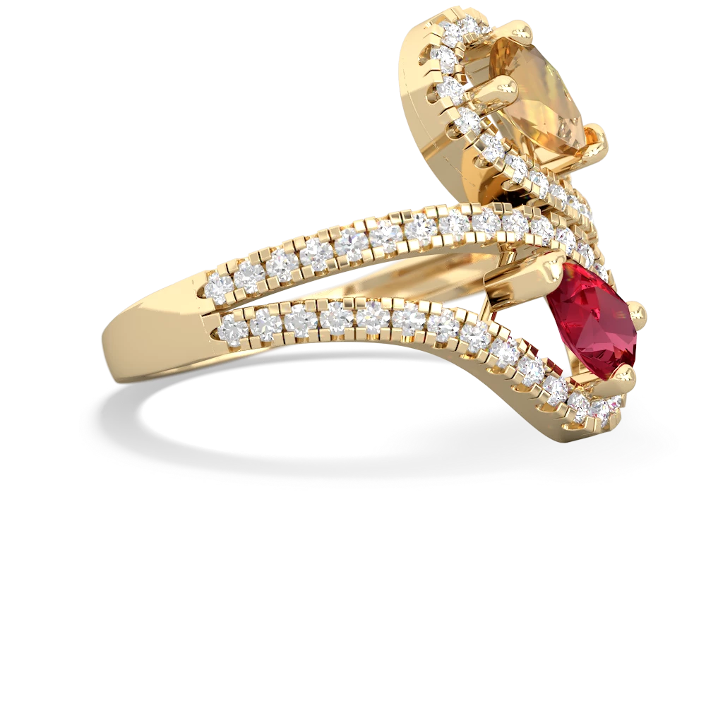 Citrine Diamond Dazzler 14K Yellow Gold ring R3000