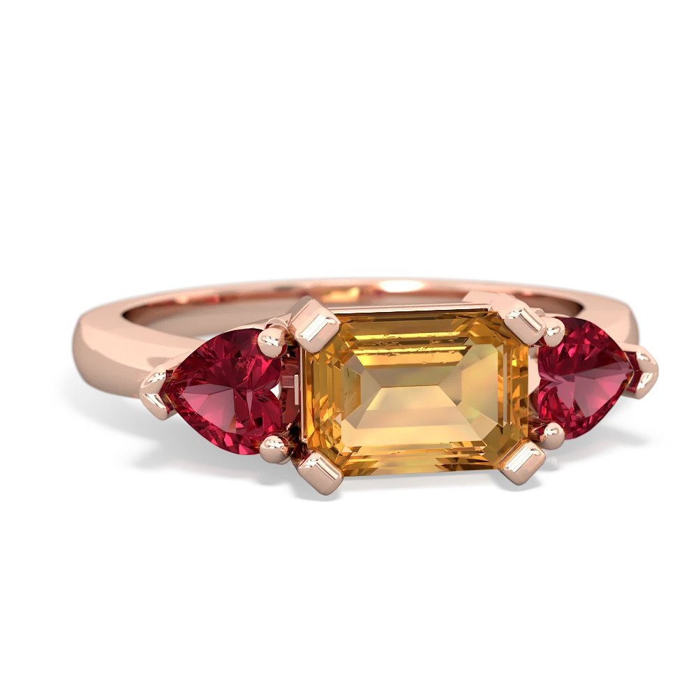 Citrine Three Stone 14K Rose Gold ring R5235
