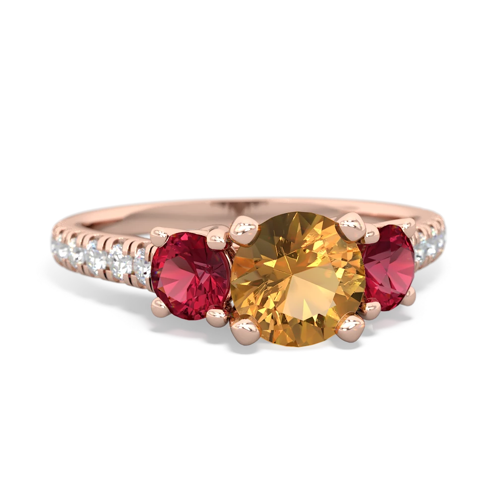 Citrine Pave Trellis 14K Rose Gold ring R5500