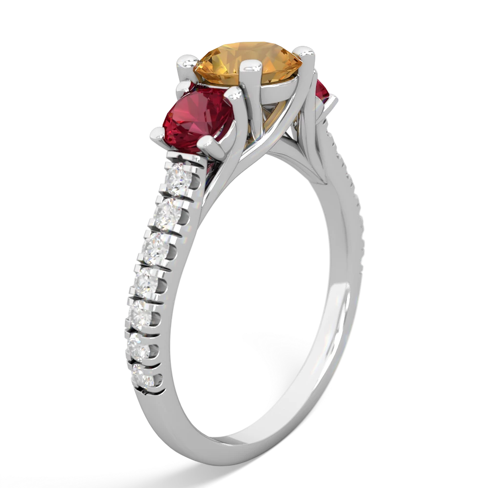 Citrine Pave Trellis 14K White Gold ring R5500