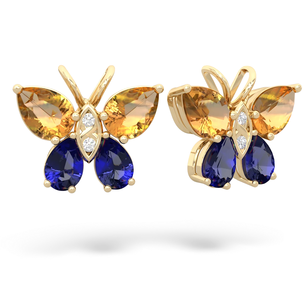 Citrine Butterfly 14K Yellow Gold earrings E2215