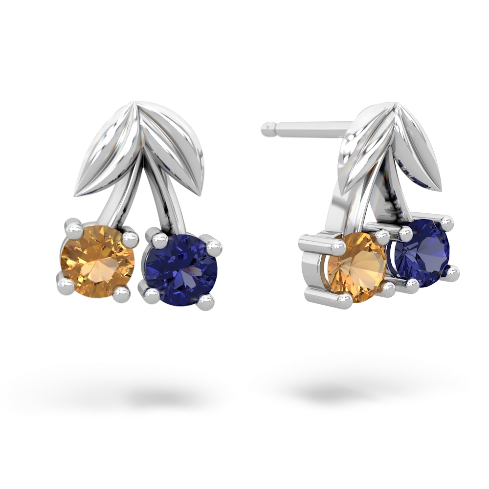 Citrine Sweet Cherries 14K White Gold earrings E7001