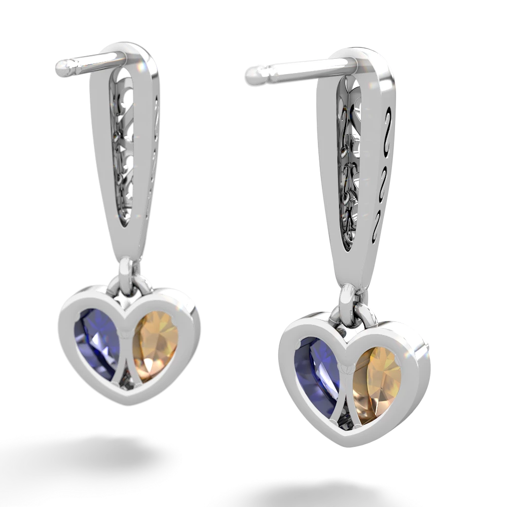 Citrine Filligree Heart 14K White Gold earrings E5070