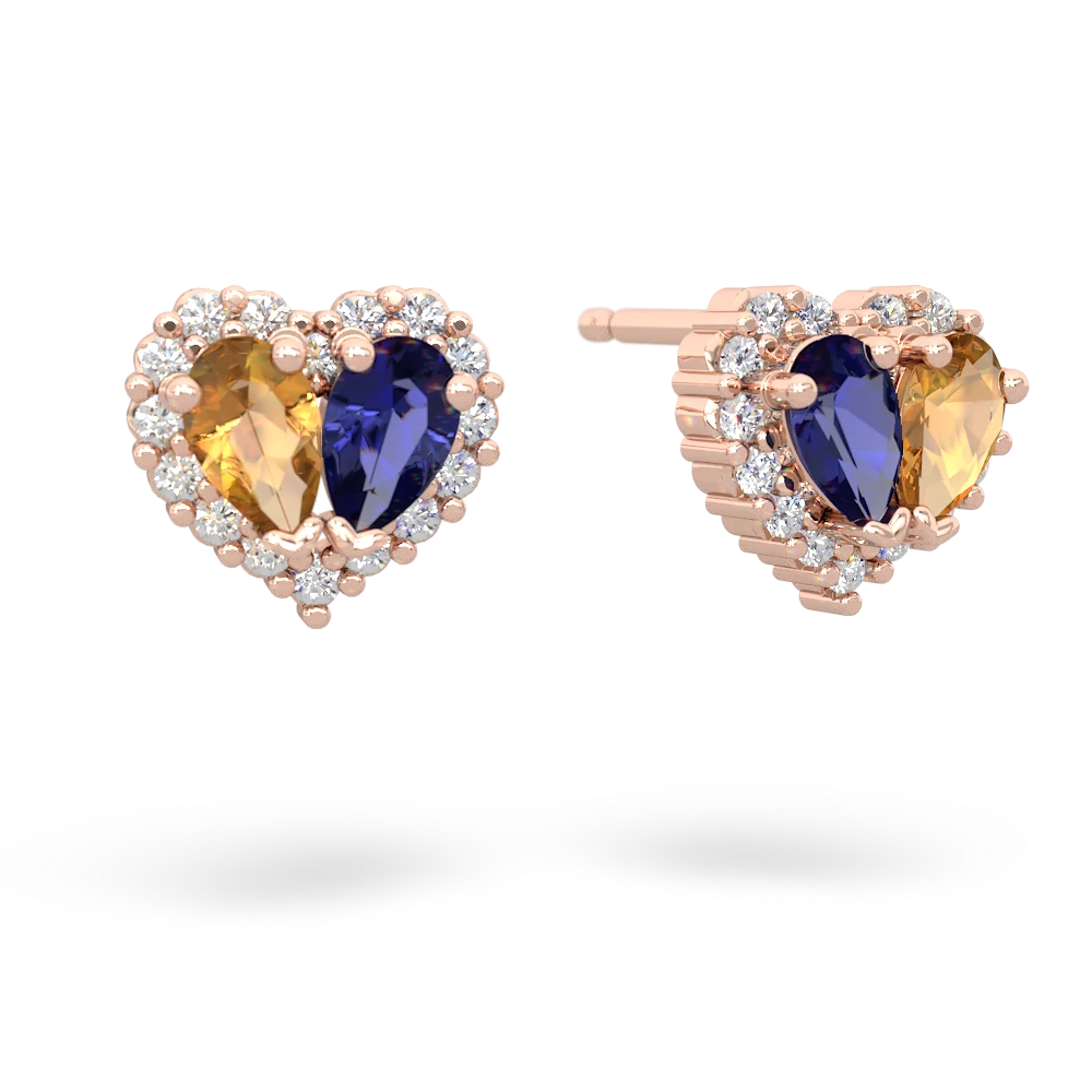 Citrine Halo 14K Rose Gold earrings E7008