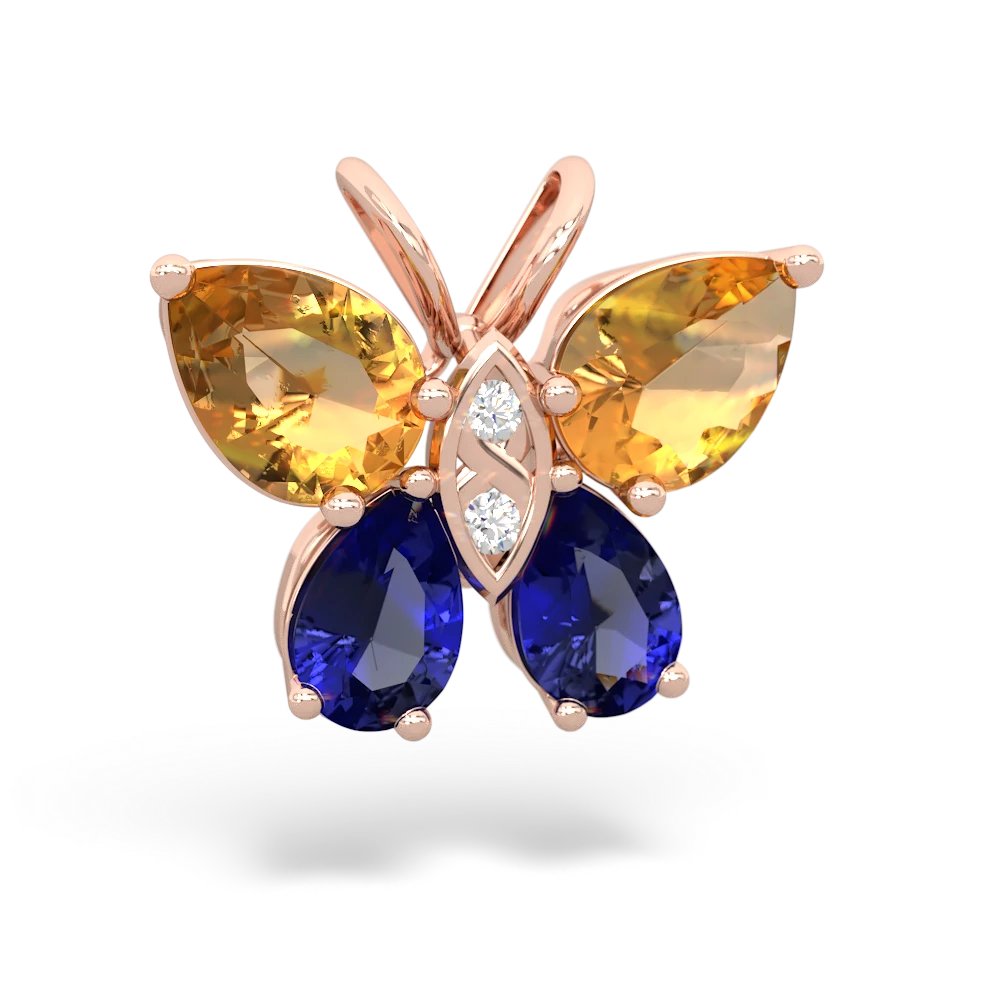 Citrine Butterfly 14K Rose Gold pendant P2215