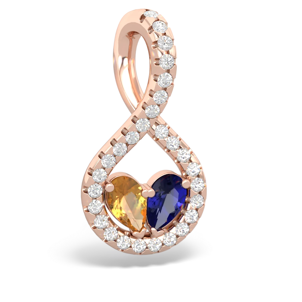 Citrine Pave Twist 'One Heart' 14K Rose Gold pendant P5360