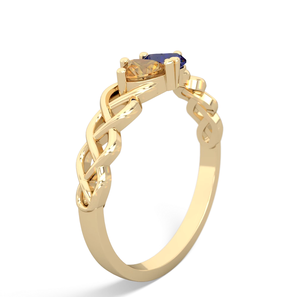 Citrine Heart To Heart Braid 14K Yellow Gold ring R5870