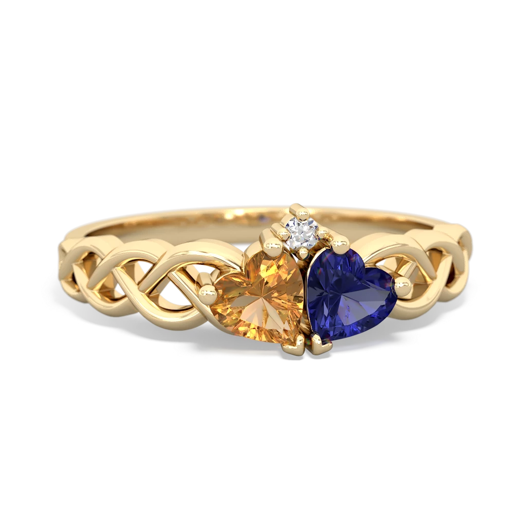 Citrine Heart To Heart Braid 14K Yellow Gold ring R5870