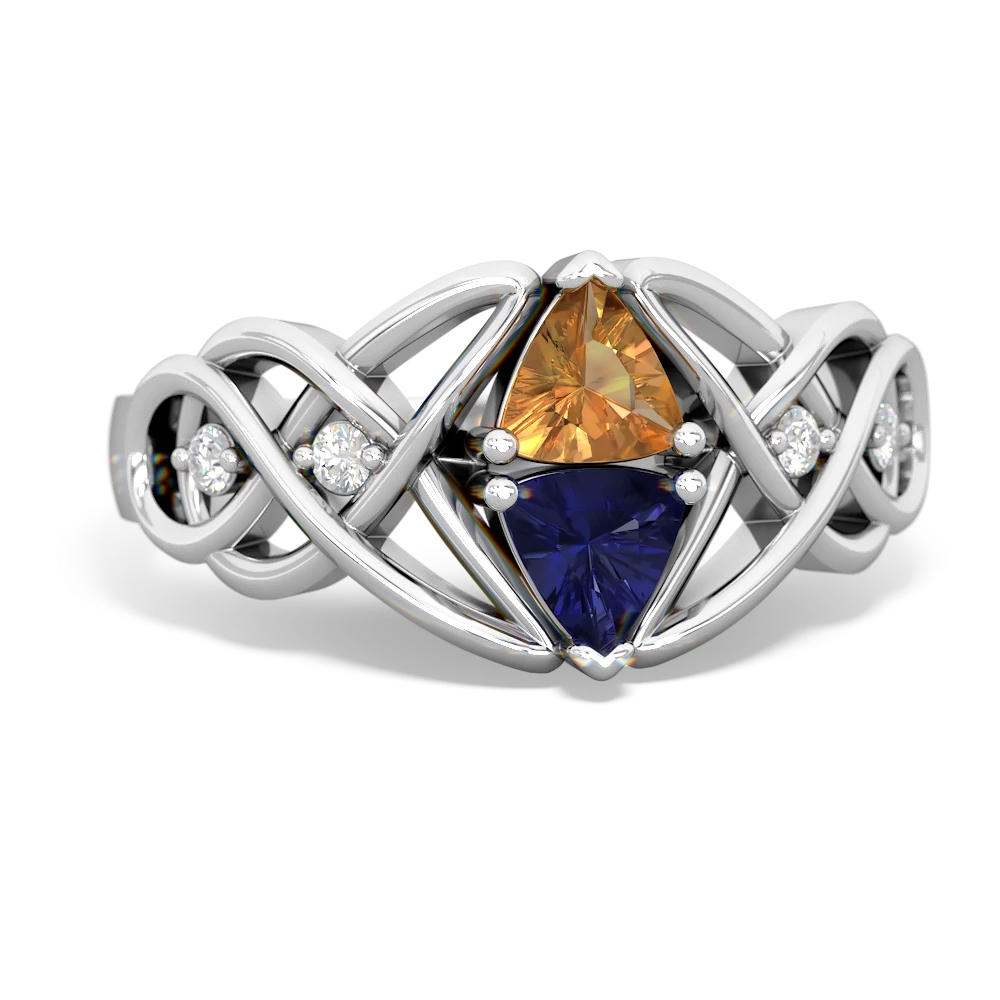 Citrine Keepsake Celtic Knot 14K White Gold ring R5300