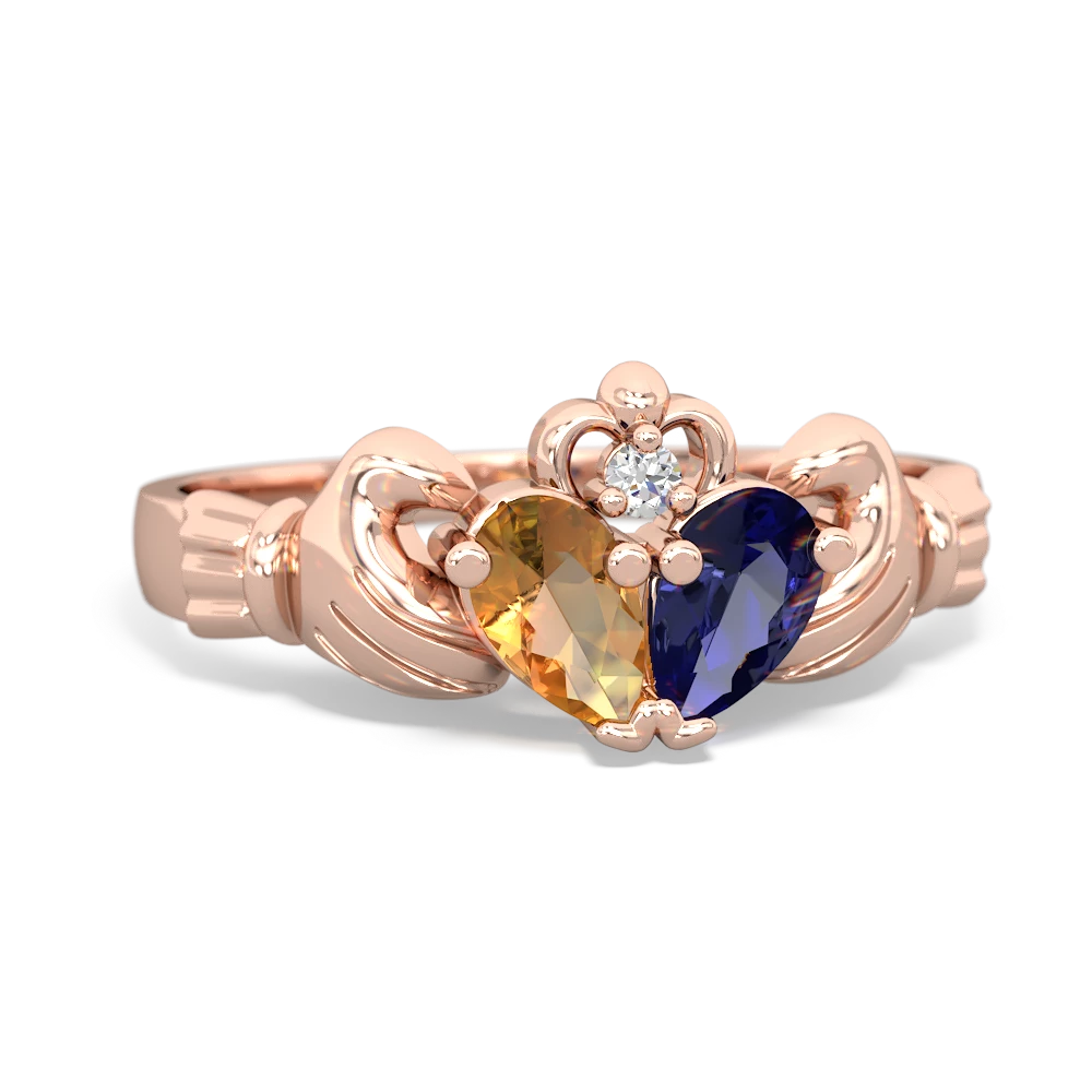 Citrine 'Our Heart' Claddagh 14K Rose Gold ring R2388