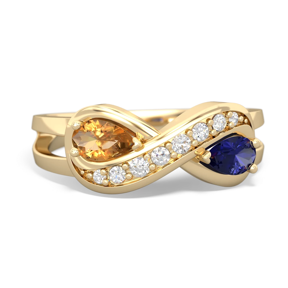 Citrine Diamond Infinity 14K Yellow Gold ring R5390