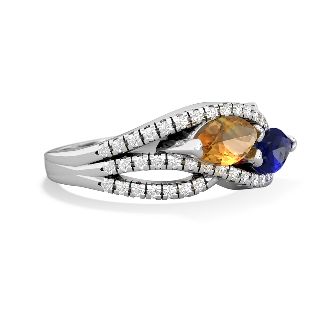 Citrine Diamond Rivers 14K White Gold ring R3070