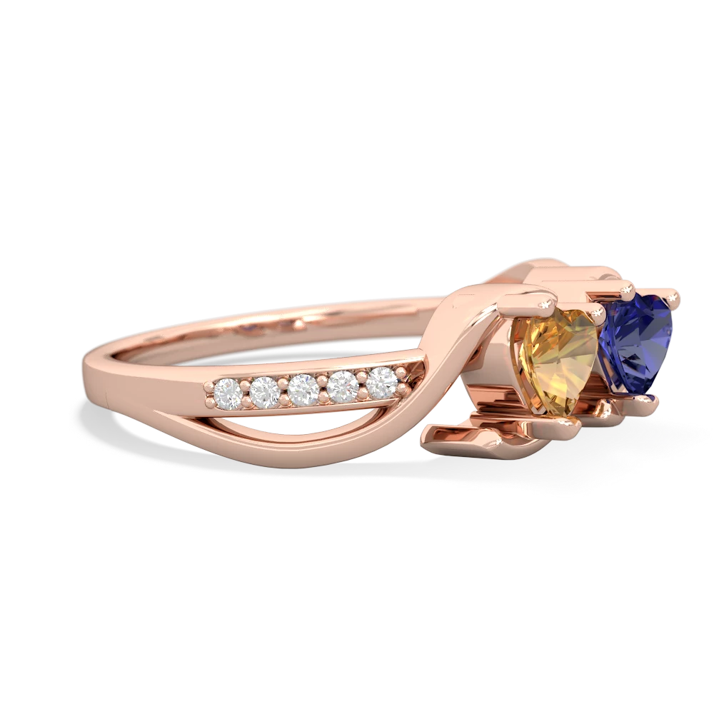 Citrine Side By Side 14K Rose Gold ring R3090