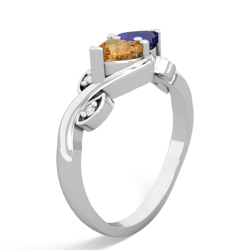 Citrine Floral Elegance 14K White Gold ring R5790