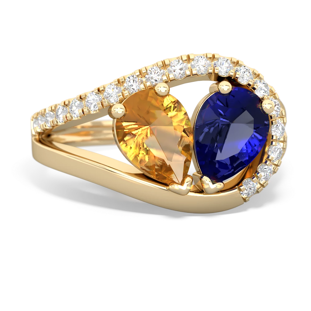 Citrine Nestled Heart Keepsake 14K Yellow Gold ring R5650