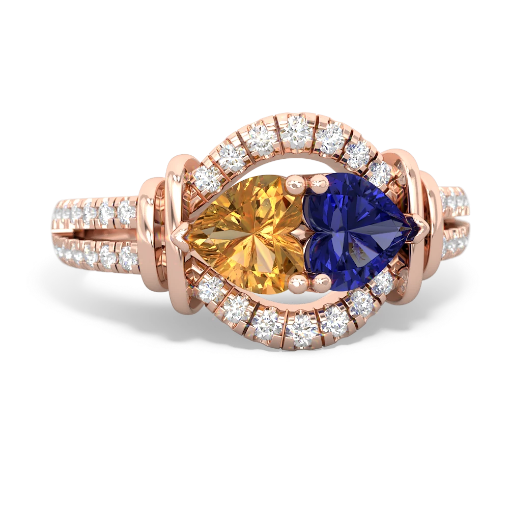 Citrine Art-Deco Keepsake 14K Rose Gold ring R5630