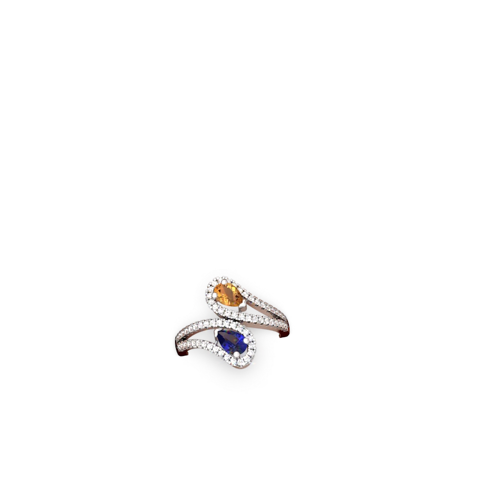 Citrine Diamond Dazzler 14K White Gold ring R3000