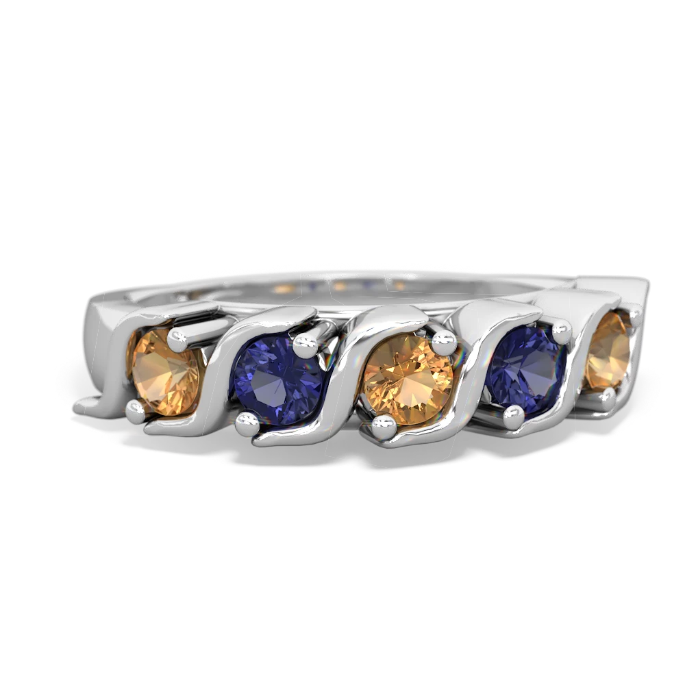 Citrine Anniversary Band 14K White Gold ring R2089