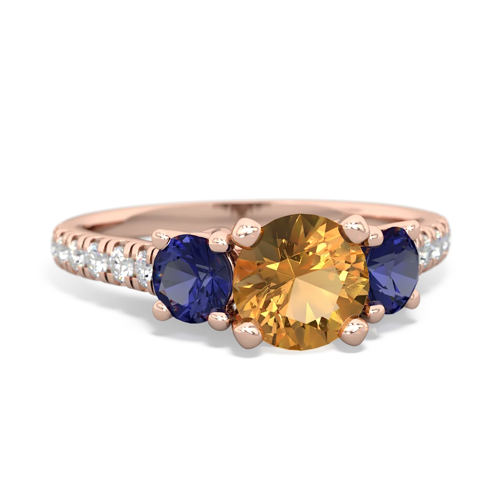 Citrine Pave Trellis 14K Rose Gold ring R5500