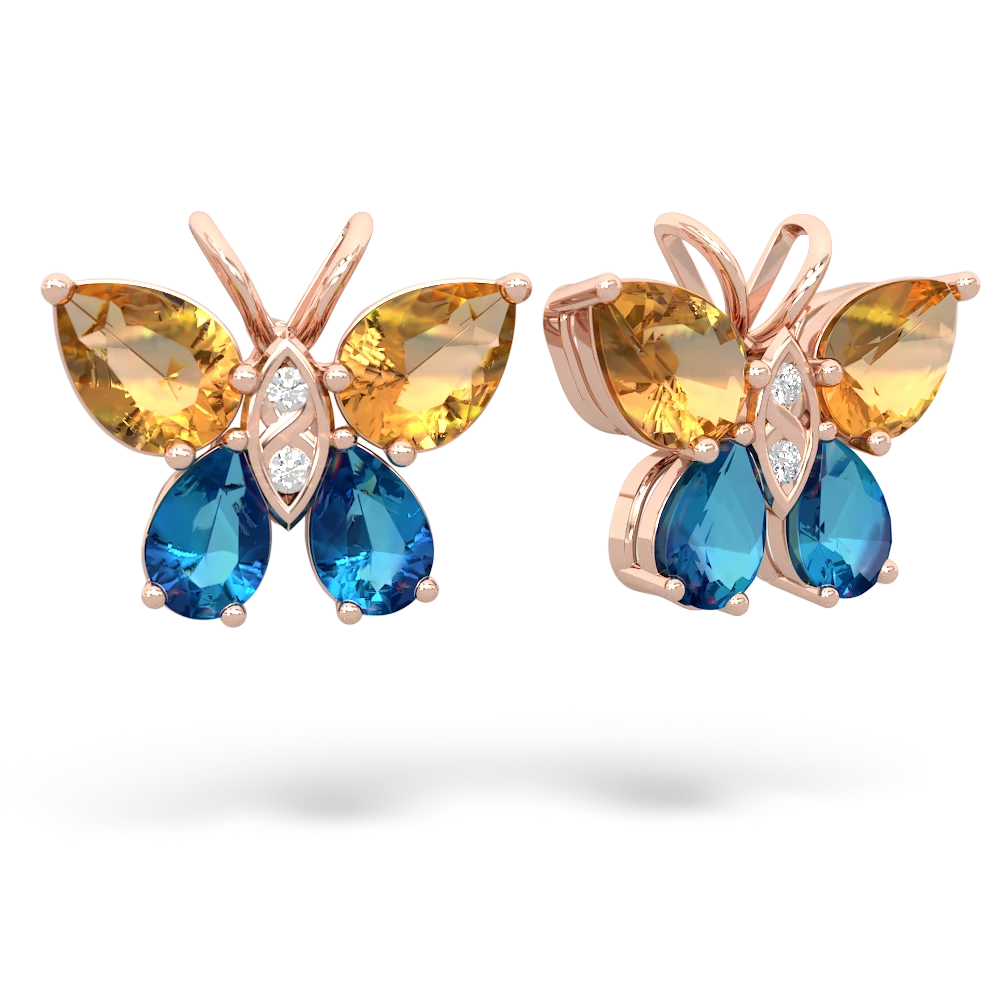 Citrine Butterfly 14K Rose Gold earrings E2215