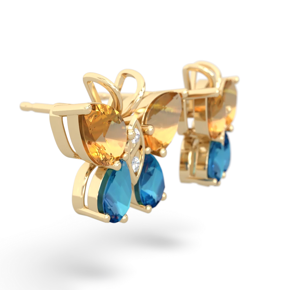 Citrine Butterfly 14K Yellow Gold earrings E2215