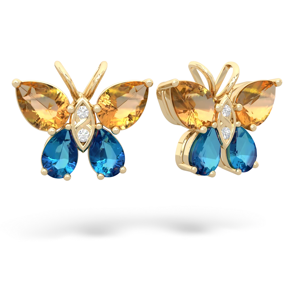 Citrine Butterfly 14K Yellow Gold earrings E2215