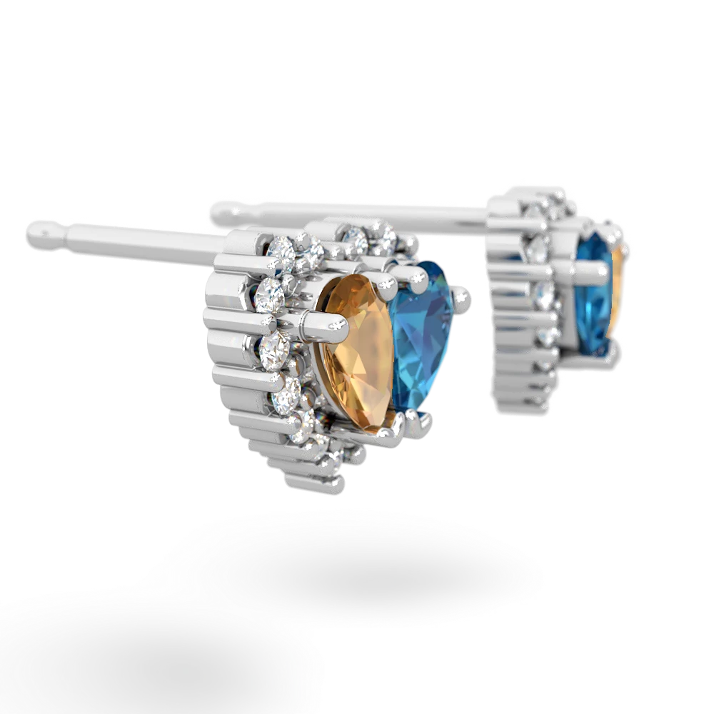Citrine Halo 14K White Gold earrings E7008