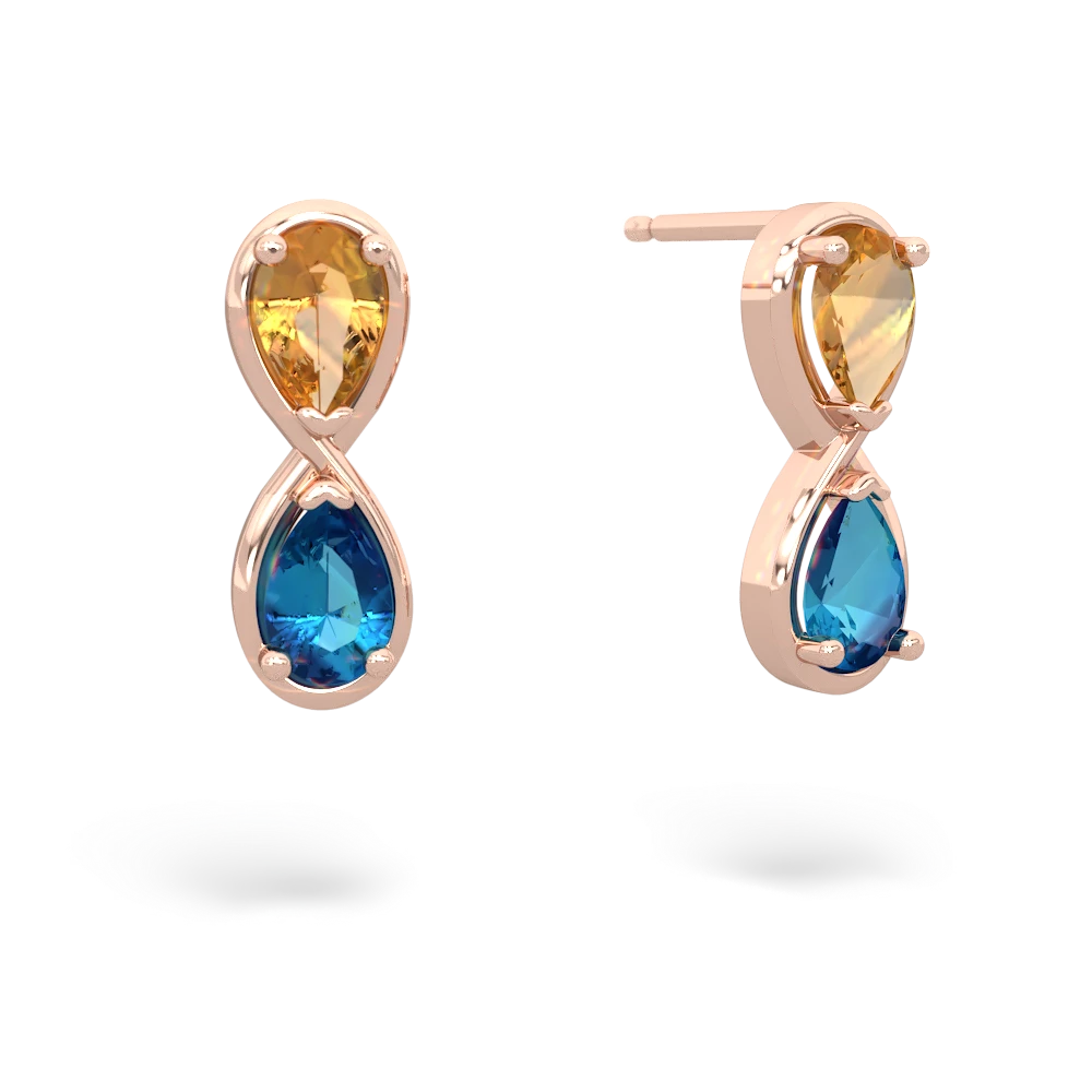Citrine Infinity 14K Rose Gold earrings E5050