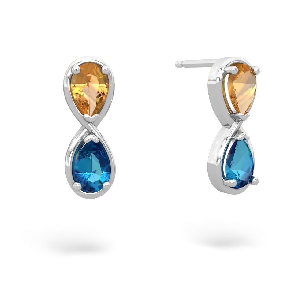 Citrine Infinity 14K White Gold earrings E5050