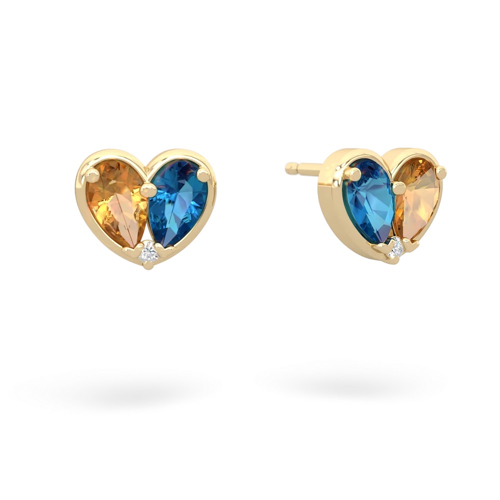 Citrine 'Our Heart' 14K Yellow Gold earrings E5072