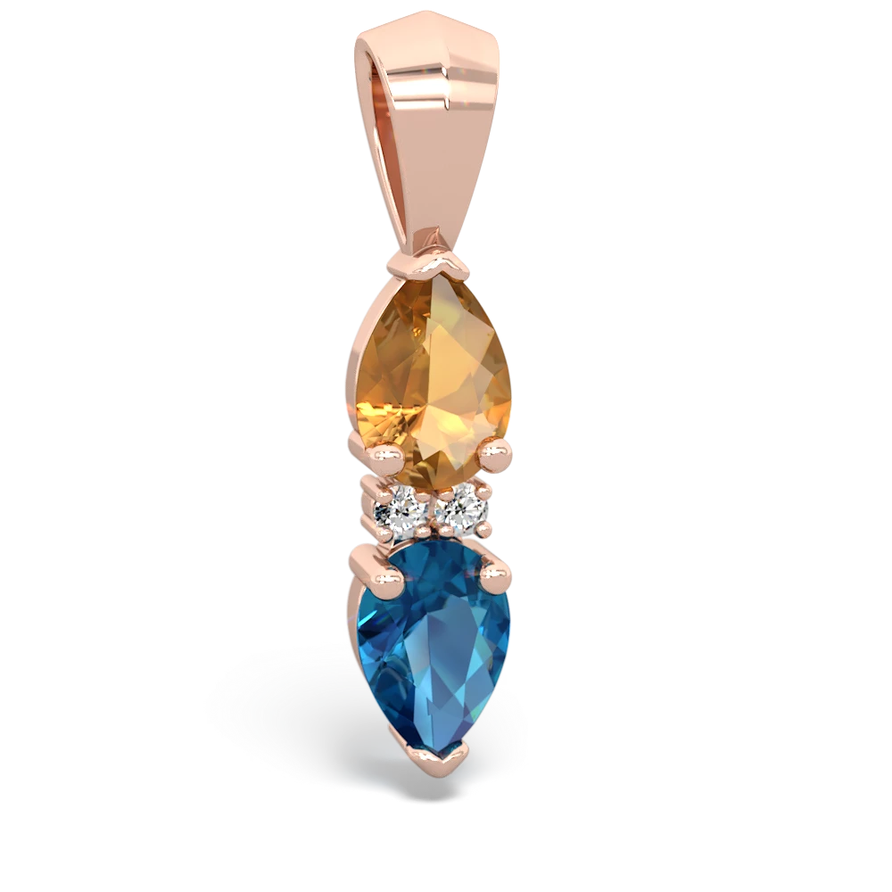 Citrine Bowtie Drop 14K Rose Gold pendant P0865