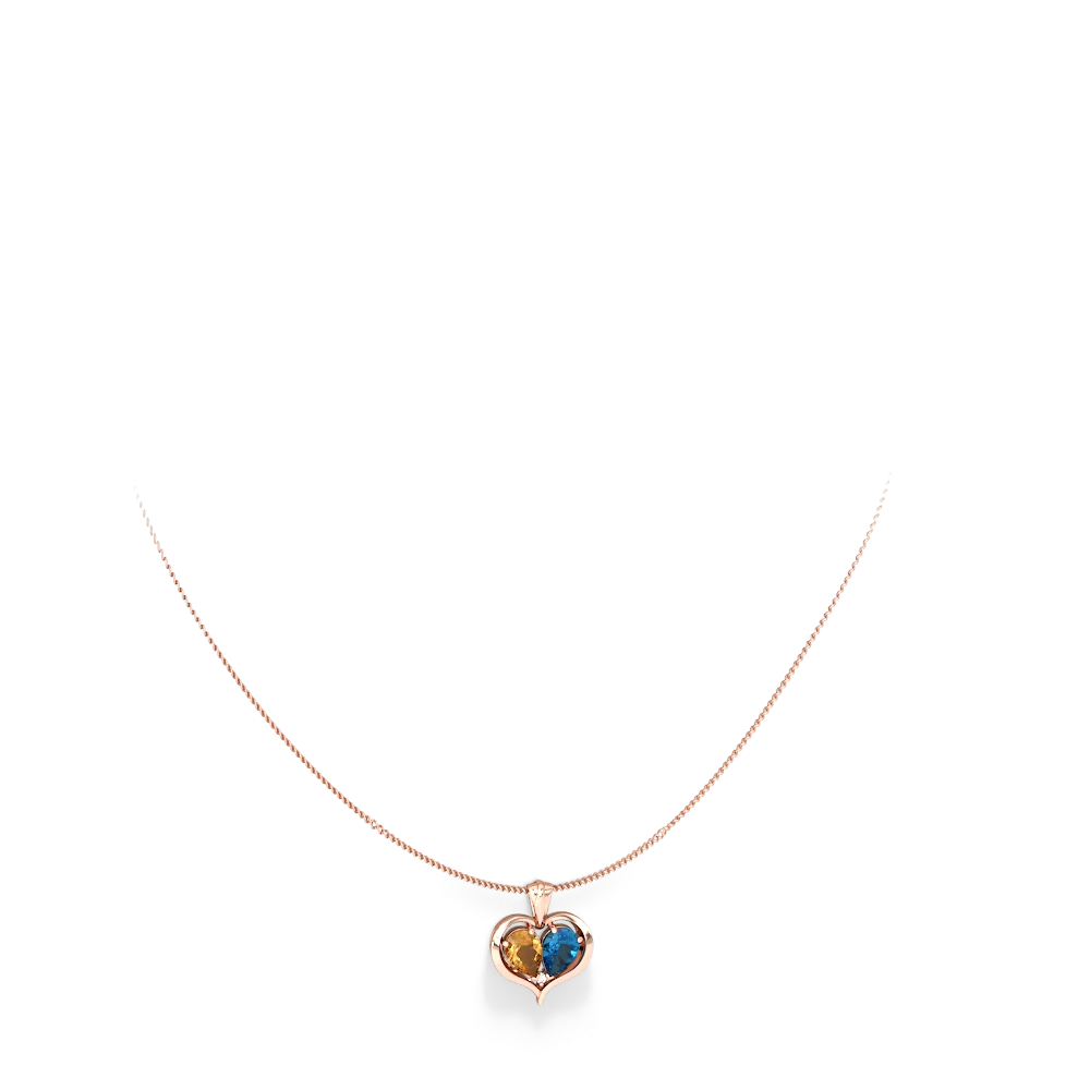 Citrine Two Become One 14K Rose Gold pendant P5330