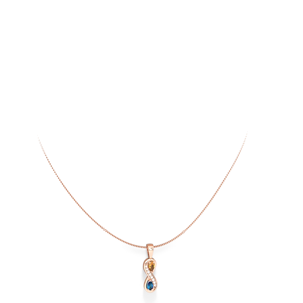 Citrine Diamond Infinity 14K Rose Gold pendant P5390