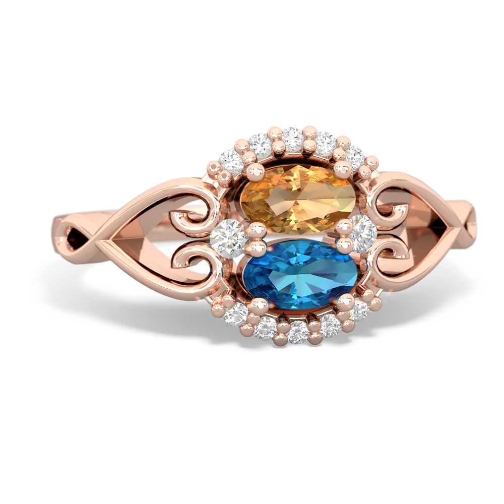 Citrine Love Nest 14K Rose Gold ring R5860