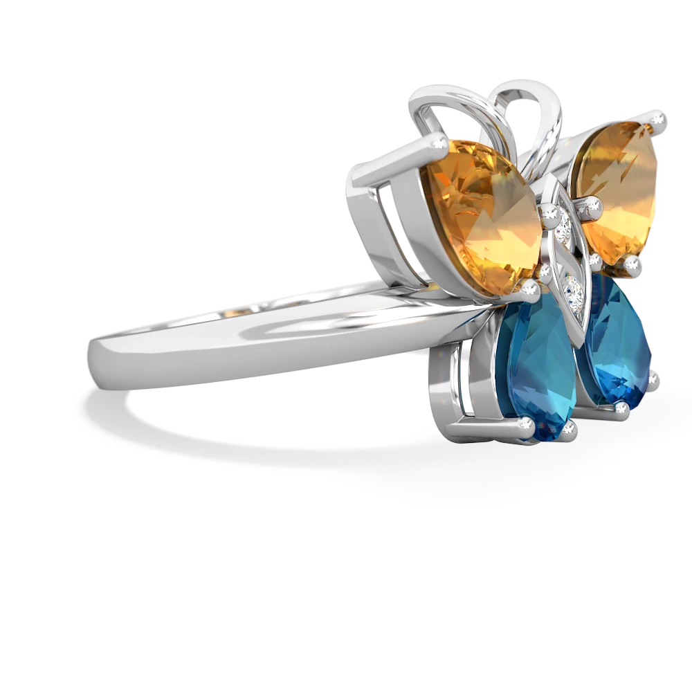 Citrine Butterfly 14K White Gold ring R2215