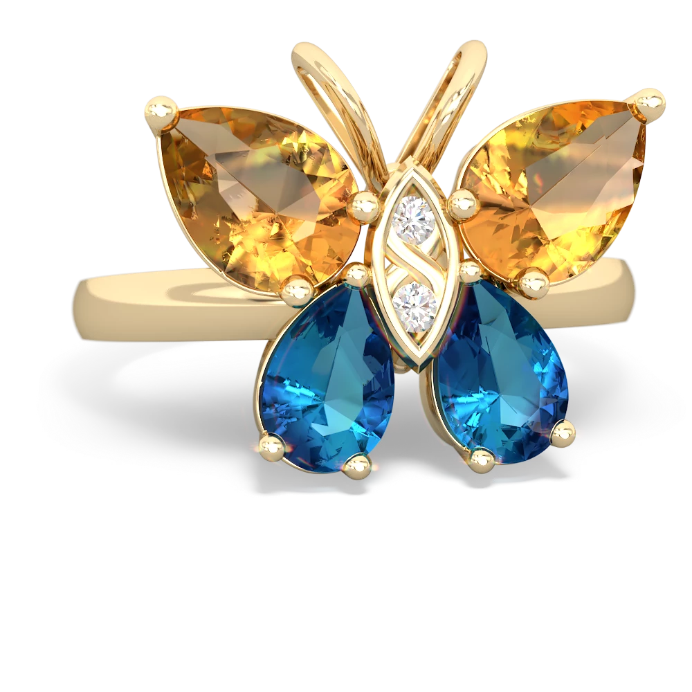 Citrine Butterfly 14K Yellow Gold ring R2215