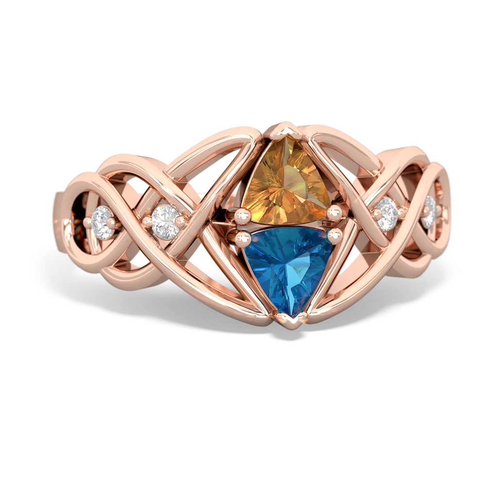 Citrine Keepsake Celtic Knot 14K Rose Gold ring R5300